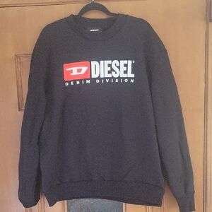 Diesel Black Crewneck Sweater with Red Logo